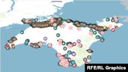 Мапа військових об'єктів у Криму